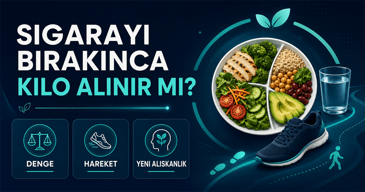 Sigarayı bırakınca kilo alma korkusunu ve sağlıklı dengeyi anlatan Dumanless rehber görseli